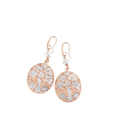 ORECCHINI IN BRONZO C/GLITTER ARGENTO PERLE BJ