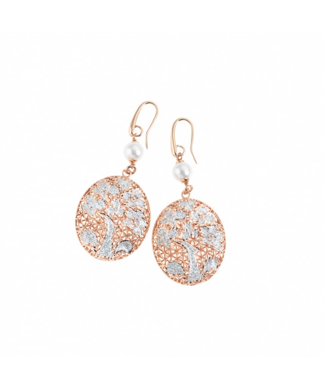 ORECCHINI IN BRONZO C/GLITTER ARGENTO PERLE BJ