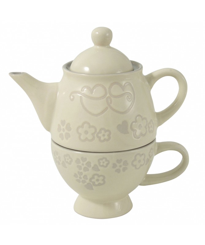 TEIERA CON TAZZA COLORE AVORIO