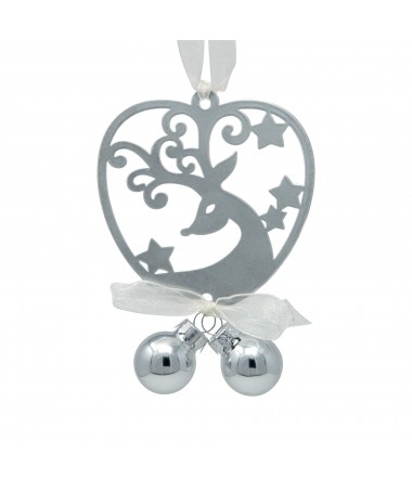 RENNA + 2 SFERE IN VETR 7X11,5H CM ARGENTO