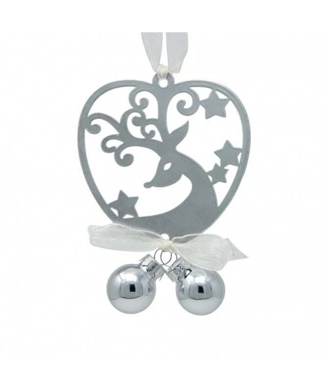 RENNA + 2 SFERE IN VETR 7X11,5H CM ARGENTO