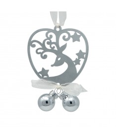 RENNA + 2 SFERE IN VETR 7X11,5H CM ARGENTO