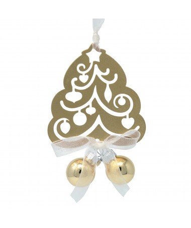 ALBERO DI NATALE + 2 SFE IN VET 7X11,5H CM ORO