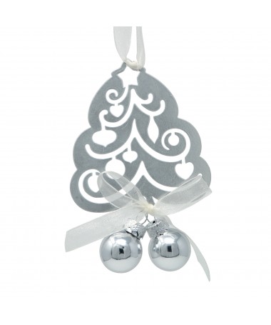 ALBERO DI NATALE +2 SFERE VETRO 7X11,5H CM ARGENTO