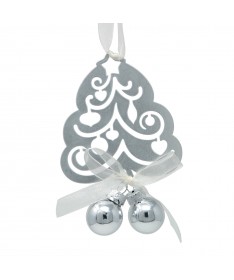 ALBERO DI NATALE +2 SFERE VETRO 7X11,5H CM ARGENTO