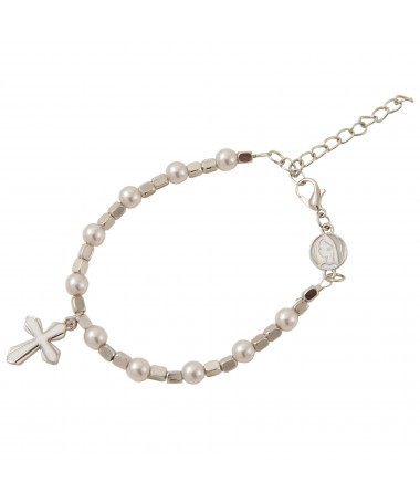 BRACCIALE ROSARIO COLORE BIANCO PERLA