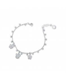 BRACCIALE CON ANGELO E FIORI CHARMS IN ARGENTO E ZIRCONI BIANCHI