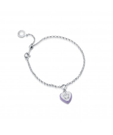 BRACCIALE IN ARGENTO CON CUORE CHARM E SMALTO IRIS 
