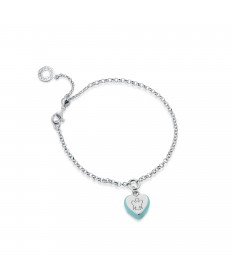 BRACCIALE IN ARGENTO CON CUORE CHARM E SMALTO ACQUAMARINA 