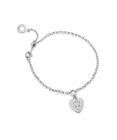 BRACCIALE IN ARGENTO CON CUORE CHARM E SMALTO PANNA 