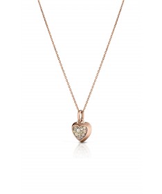 GIROCOLLO CON PENDENTE CUORE IN ORO ROSA E DIAMANTI BROWN