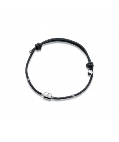 BRACCIALE CON ELEMENTO E ANGELO IN ARGENTO, DIAMANTE E CORDINO VERDE