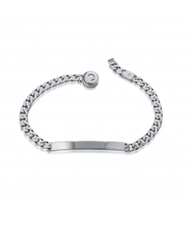 BRACCIALE IN ARGENTO CON TARGHETTA, DIAMANTE E ANGELO INCISO A LASER