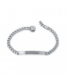 BRACCIALE IN ARGENTO CON TARGHETTA, DIAMANTE E ANGELO INCISO A LASER