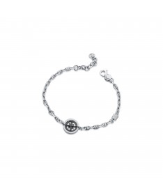 BRACCIALE IN ARGENTO CON TIMONE IN RUTENIO , DIAMANTE E ANGELO INCISO A LASER