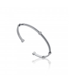 BRACCIALE RIGIDO IN ARGENTO CON DIAMANTE E ANGELO INCISO A LASER