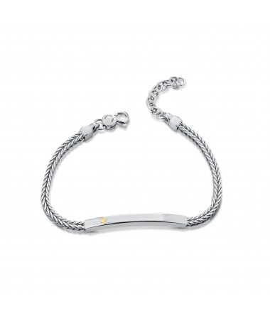 BRACCIALE IN ARGENTO CON TARGHETTA CON ANGELO IN ORO GIALLO