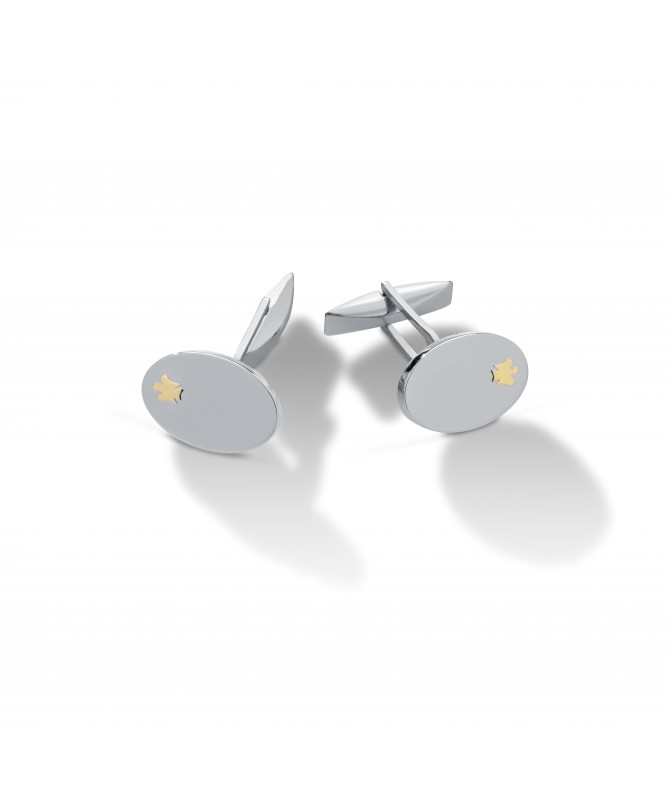 GEMELLI IN ARGENTO CON ANGELO IN ORO GIALLO