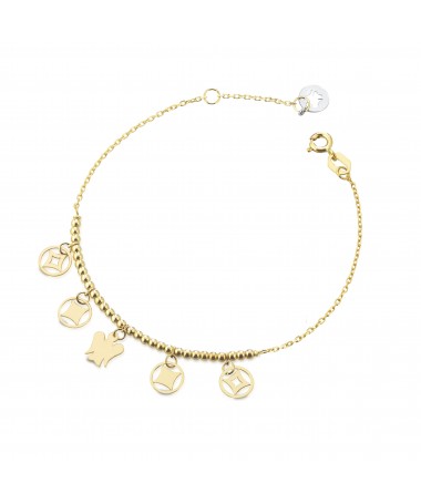BRACCIALE CON ANGELO E CHARMS IN ORO GIALLO