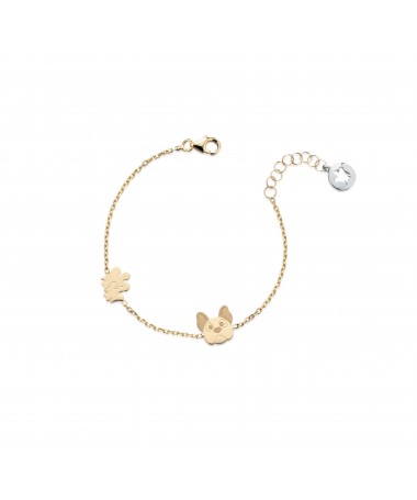 BRACCIALE BIMBO/A CON ANGELI E CANE IN ORO GIALLO 