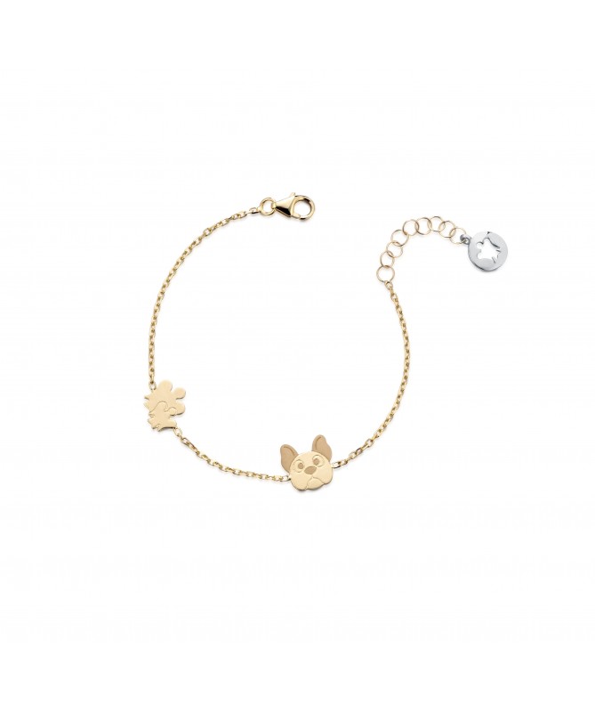 BRACCIALE BIMBO/A CON ANGELI E CANE IN ORO GIALLO 