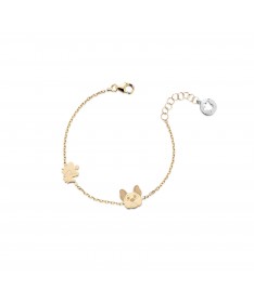 BRACCIALE BIMBO/A CON ANGELI E CANE IN ORO GIALLO 