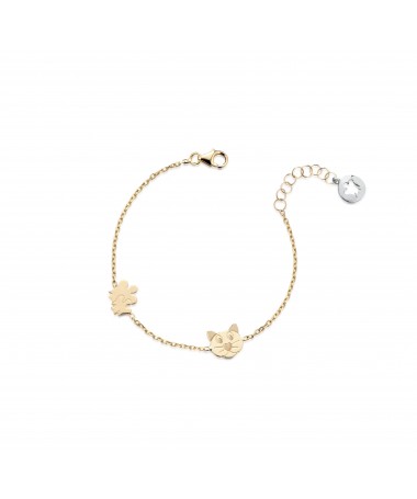 BRACCIALE BIMBO/A CON ANGELI E GATTO IN ORO GIALLO 