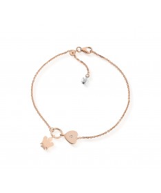 BRACCIALE CON ANGELO CHARM E CUORE PASSANTE CON DIAMANTE IN ORO ROSA