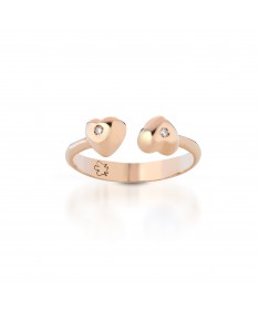 ANELLO CON CUORI CON DIAMANTE IN ORO ROSA