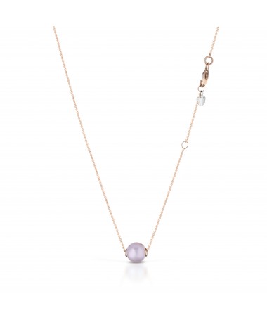 GIROCOLLO IN ORO ROSA CON PERLA ROSA 