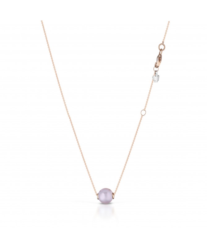 GIROCOLLO IN ORO ROSA CON PERLA ROSA 