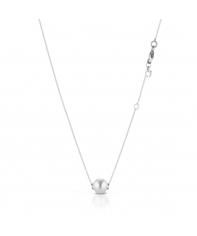GIROCOLLO IN ORO BIANCO CON PERLA BIANCA 