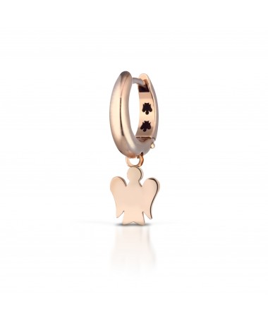 MONO ORECCHINO CERCHIO CON ANGELO CHARM IN ORO ROSA