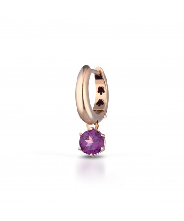 MONO ORECCHINO CERCHIO CON PIETRA CHARM IN ORO ROSA