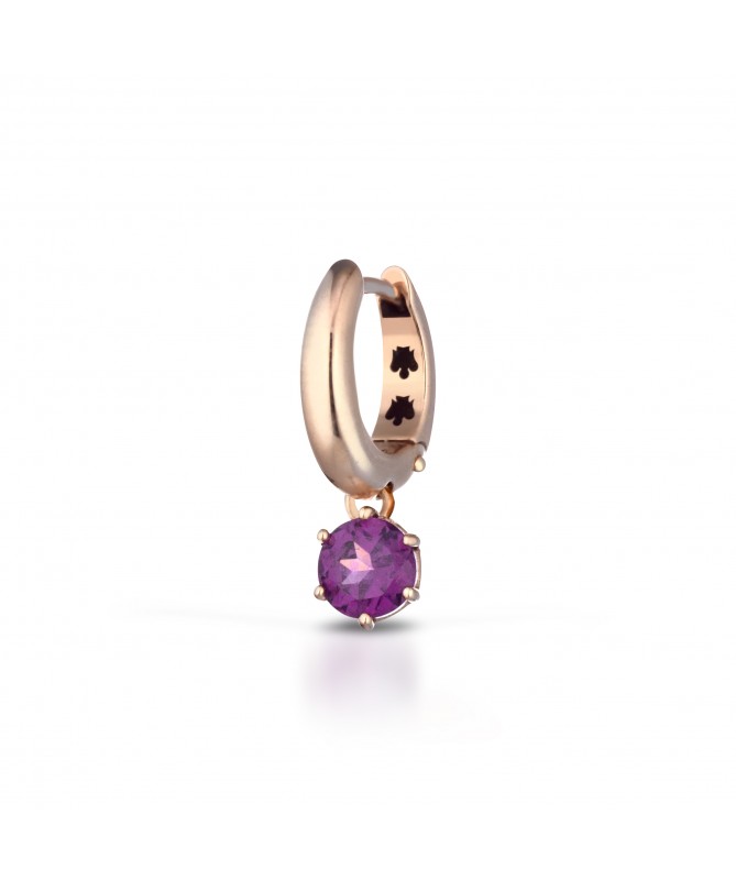 MONO ORECCHINO CERCHIO CON PIETRA CHARM IN ORO ROSA