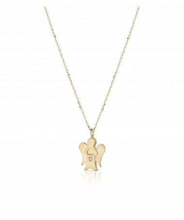 COLLANA CON PENDENTE ANGELO IN ORO GIALLO E DIAMANTE