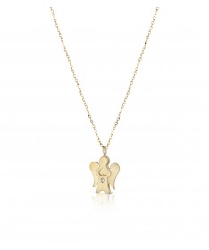 COLLANA CON PENDENTE ANGELO IN ORO GIALLO E DIAMANTE