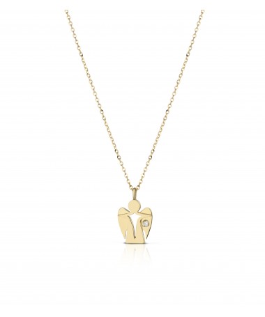 COLLANA CON PENDENTE ANGELO IN ORO GIALLO CON DIAMANTE