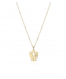 COLLANA CON PENDENTE ANGELO IN ORO GIALLO CON DIAMANTE