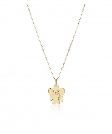 COLLANA CON PENDENTE ANGELO IN ORO GIALLO E DIAMANTE