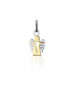 PENDENTE ANGELO IN ORO GIALLO E BIANCO CON DIAMANTE