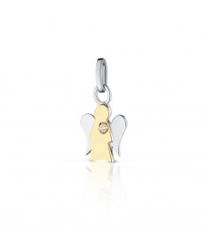 PENDENTE ANGELO IN ORO GIALLO E BIANCO CON DIAMANTE