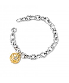 BRACCIALE CON PENDENTE CHIAMA ANGELI IN ARGENTO GIALLO E ANGELO CON ZIRCONI BIANCHI