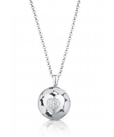 COLLANA CON PENDENTE CHIAMA ANGELI "CON DEDICA" IN ARGENTO E CUORE CON ZIRCONI BIANCHI