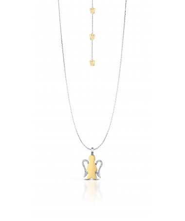 GIROCOLLO CON PENDENTE ANGELO IN ORO GIALLO E BIANCO CON DIAMANTI
