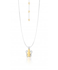 GIROCOLLO CON PENDENTE ANGELO IN ORO GIALLO E BIANCO CON DIAMANTI