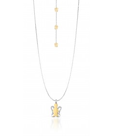 GIROCOLLO CON PENDENTE ANGELO IN ORO GIALLO E BIANCO CON DIAMANTI