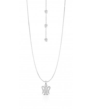 GIROCOLLO CON PENDENTE ANGELO IN ORO BIANCO E DIAMANTI