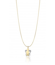 COLLANA CON PENDENTE ANGELO IN ORO GIALLO E ALI DIAMANTATE IN ORO BIANCO