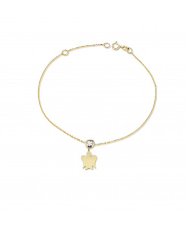 BRACCIALE CON ANGELO CHARM IN ORO GIALLO E PUNTO LUCE IN ORO BIANCO DIAMANTATO